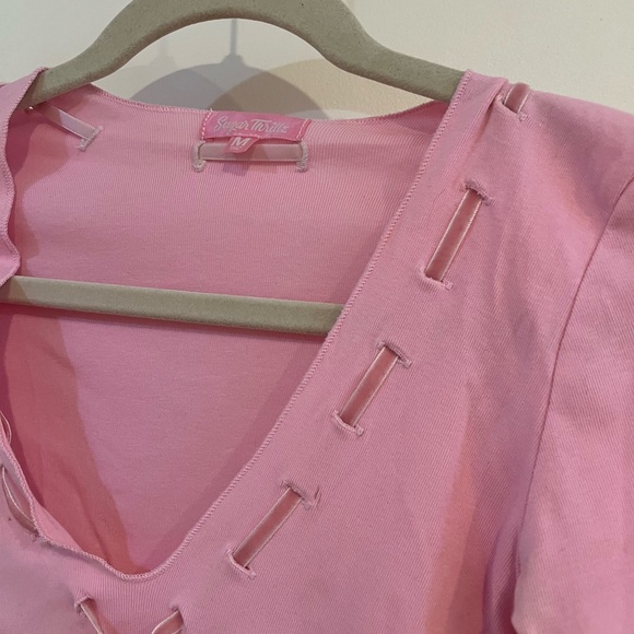 Sugar Thrillz Dollskill Pink Top Bow Detail - Picture 3 of 7
